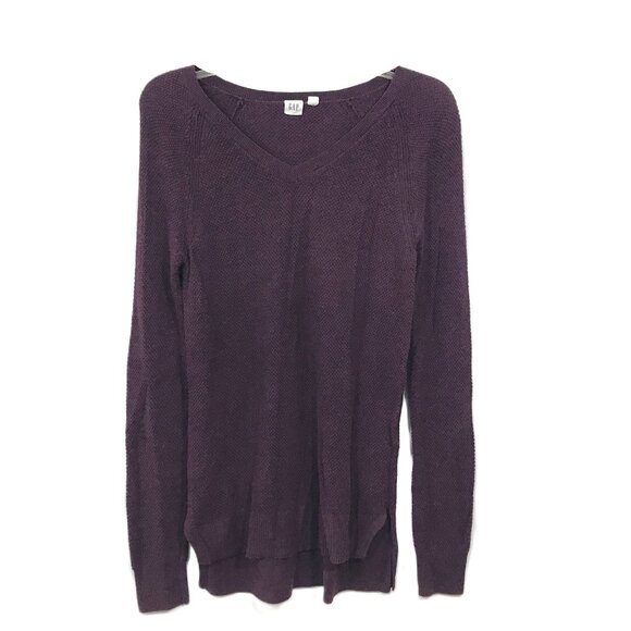 GAP Women's V-Neck Oversize Long Knit Tunic Purple XS - Picture 1 of 7